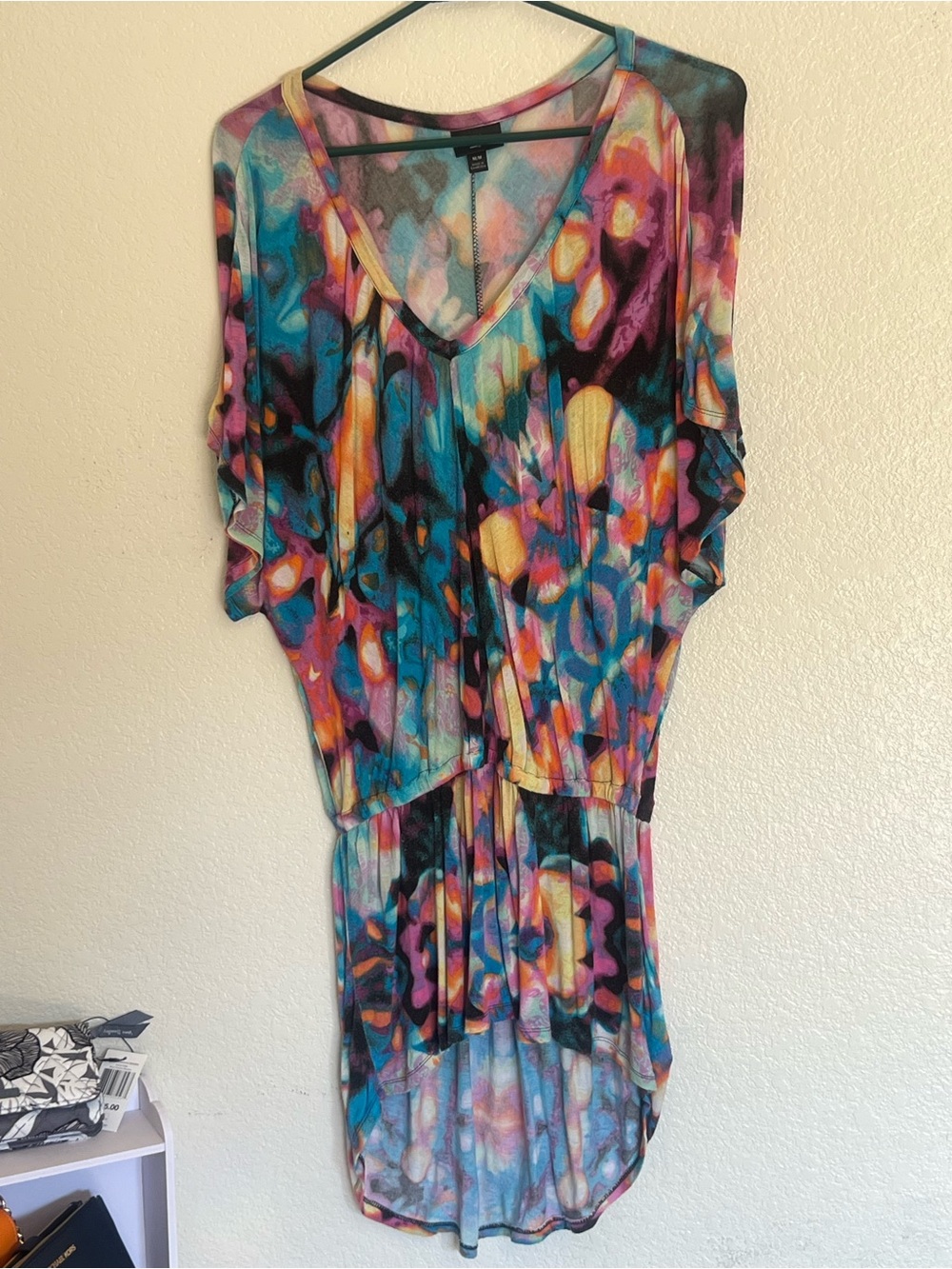 Hybrid & Company Teal Pink Tie-Dye Top